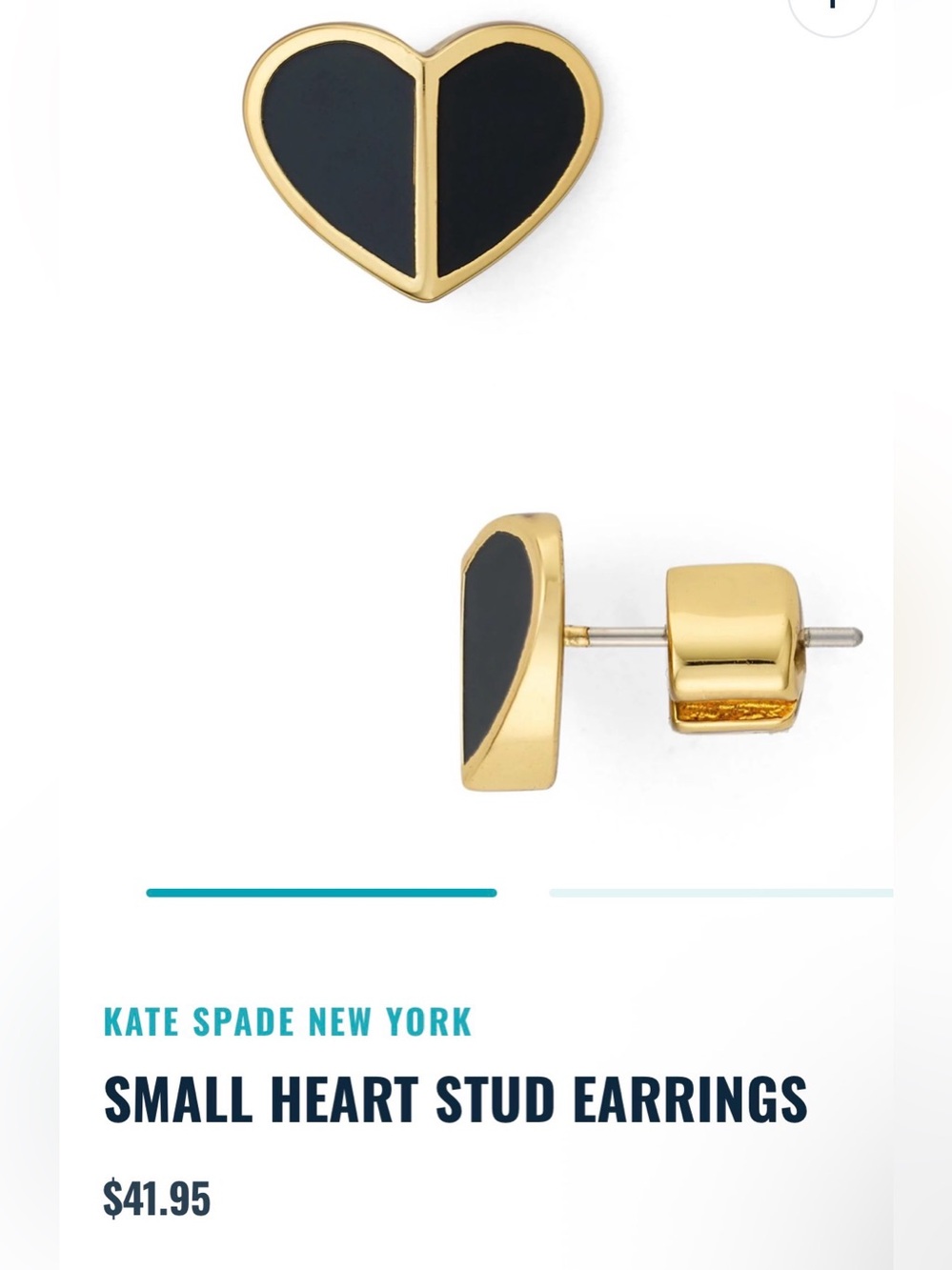Kate Spade Gold-Tone Black Heart Divider Stud Earrings NWT - Picture 2 of 4